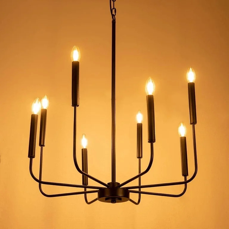 Black Chandeliers, 8-Light Candle Pendant Light Fixtures Vintage Industrial Hanging Lighting Mode... | Walmart (US)