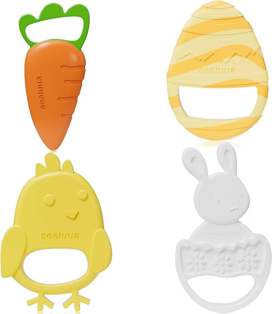 Easter Teething Toys for Babies，Soft Silicone Baby Easter Chew Toy，My First Easter Teether fo... | Amazon (US)