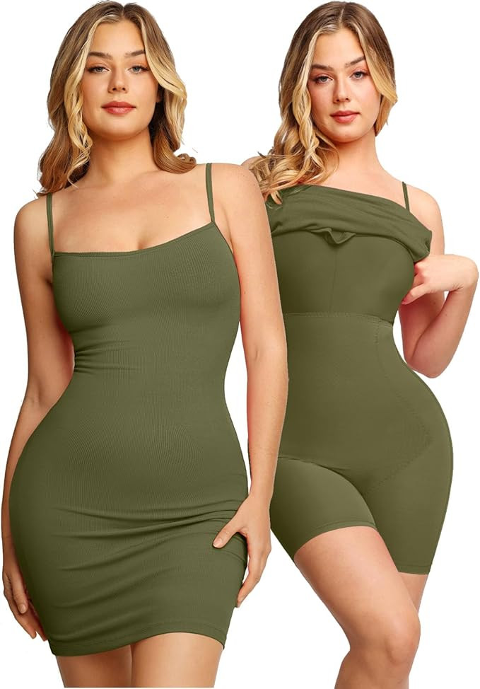 Popilush The Shapewear Dress Built-in Bra Adjustable Spaghetti Straps 2024 Summer Bodycon Sleevel... | Amazon (US)