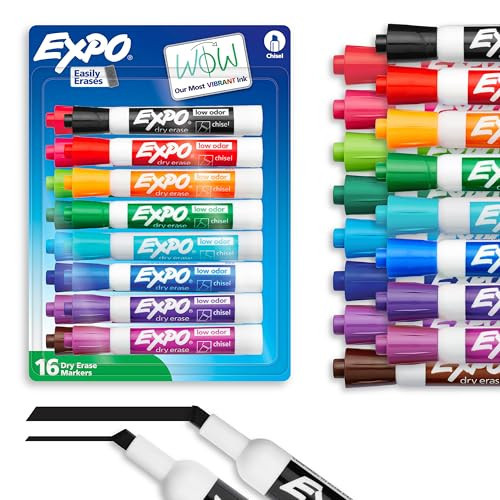 Expo Low Odor Dry Erase Markers Assorted Colors Chisel Tip - Pack of 16 | Amazon (US)