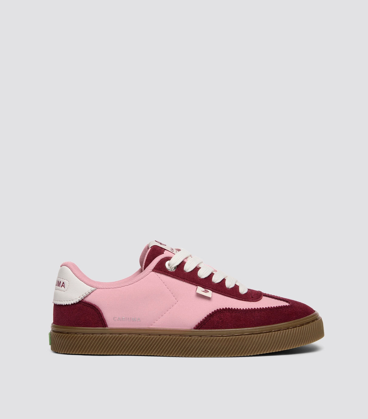 Women's Bright Rose Gum Nylon & Suede Low Top Sneakers | Toca | Cariuma