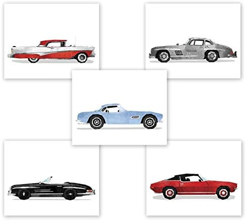 Classic Car Wall Art - Set of 5 Prints // Game Room Decor // Boy Bedroom Posters // Transportatio... | Amazon (US)