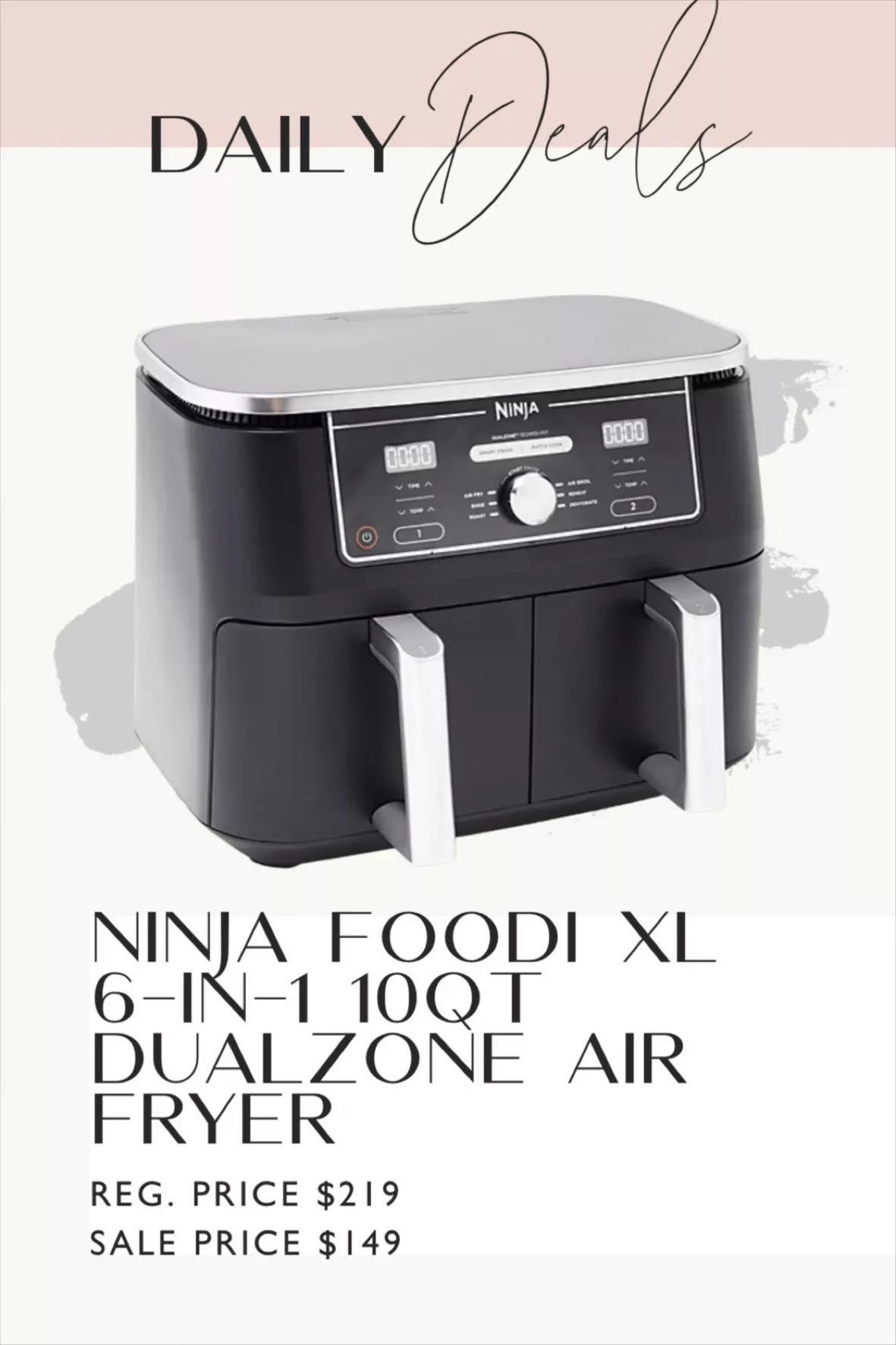Ninja Foodi XL 6-in-1 10Qt DualZone Air Fryer with Broiler Rack