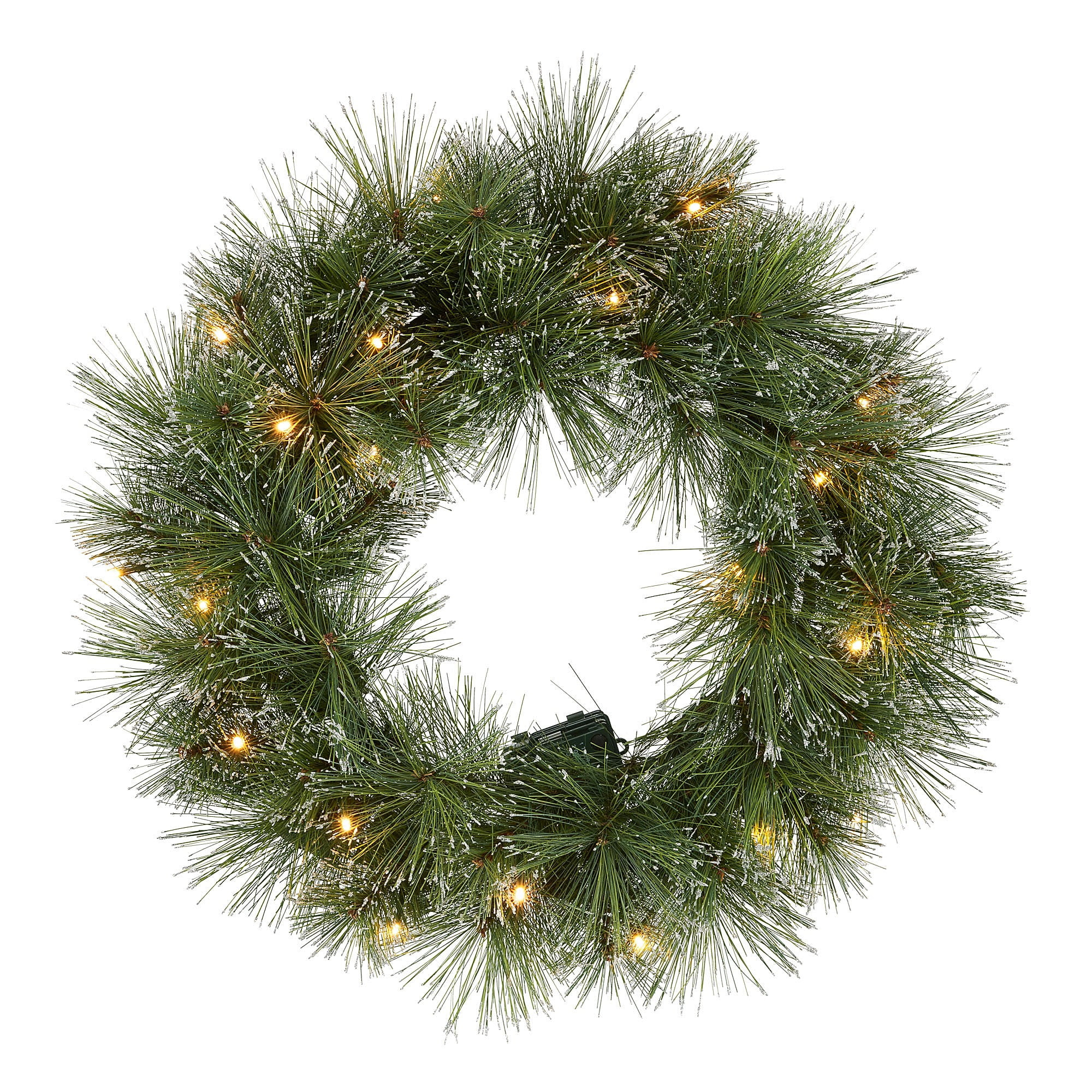 Holiday Time Prelit Bristle Glittered Wreath,20 LED Warm White Lights,24",Hard needle | Walmart (US)
