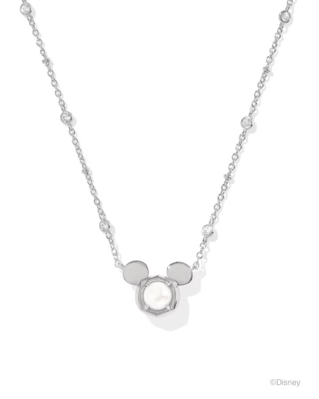 Disney | Kendra Scott Silver Mickey Mouse Short Pendant Necklace in Freshwater Cultured Pearl | Kendra Scott