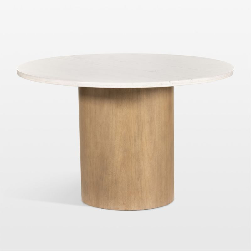 Hale Round White Marble and Wood Dining Table | Crate & Barrel | Crate & Barrel