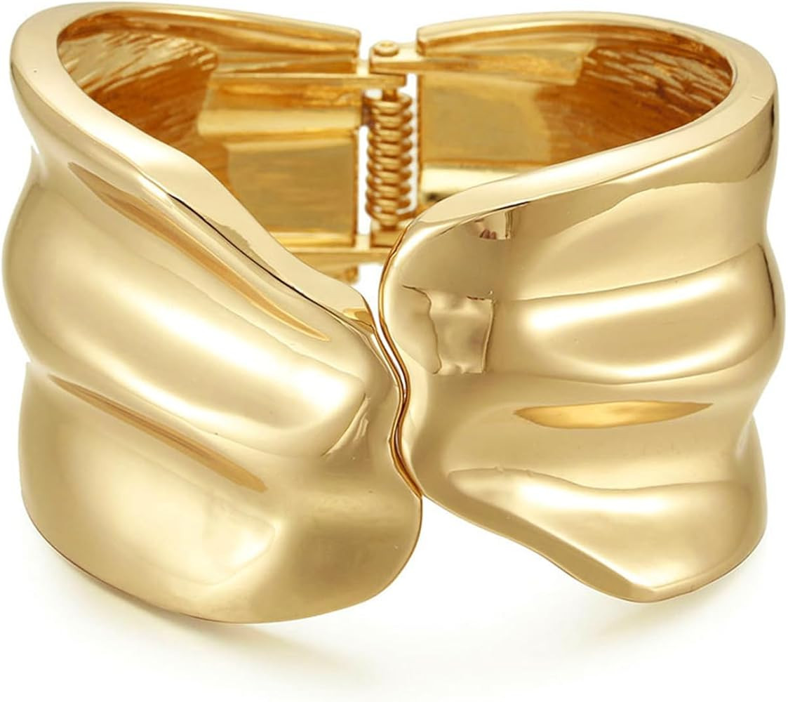 YBMYCM Chunky Gold Bangle Bracelet For Women Fashion Wide Bracelet Chunky Bracelet Gift Cuff Brac... | Amazon (US)