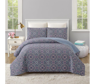 Lavender Floral Quilt Set