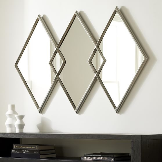 Overlapping Diamonds Shape Mirror, Brushed Nickel | West Elm (US)
