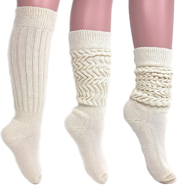 AWS/American Made Women's Extra Long Heavy Slouch Cotton Socks Size 9 to 11 | Amazon (US)