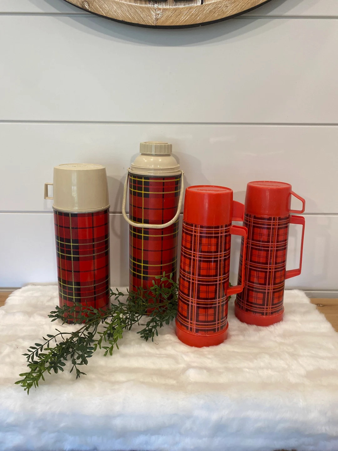 Vintage Red Thermos Thermos,Vintage Aladdin Plaid Thermos, choice | Etsy (US)