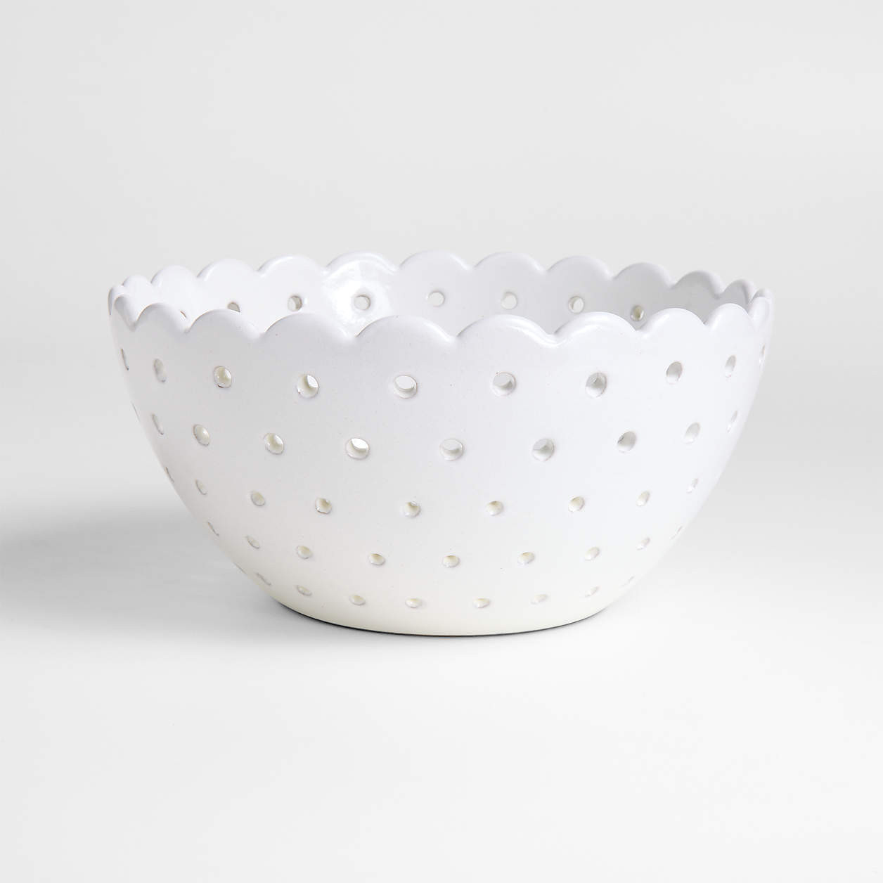 Large White Scallop Eyelet Stoneware Colander by Laura Kim + Reviews | Crate & Barrel | Crate & Barrel