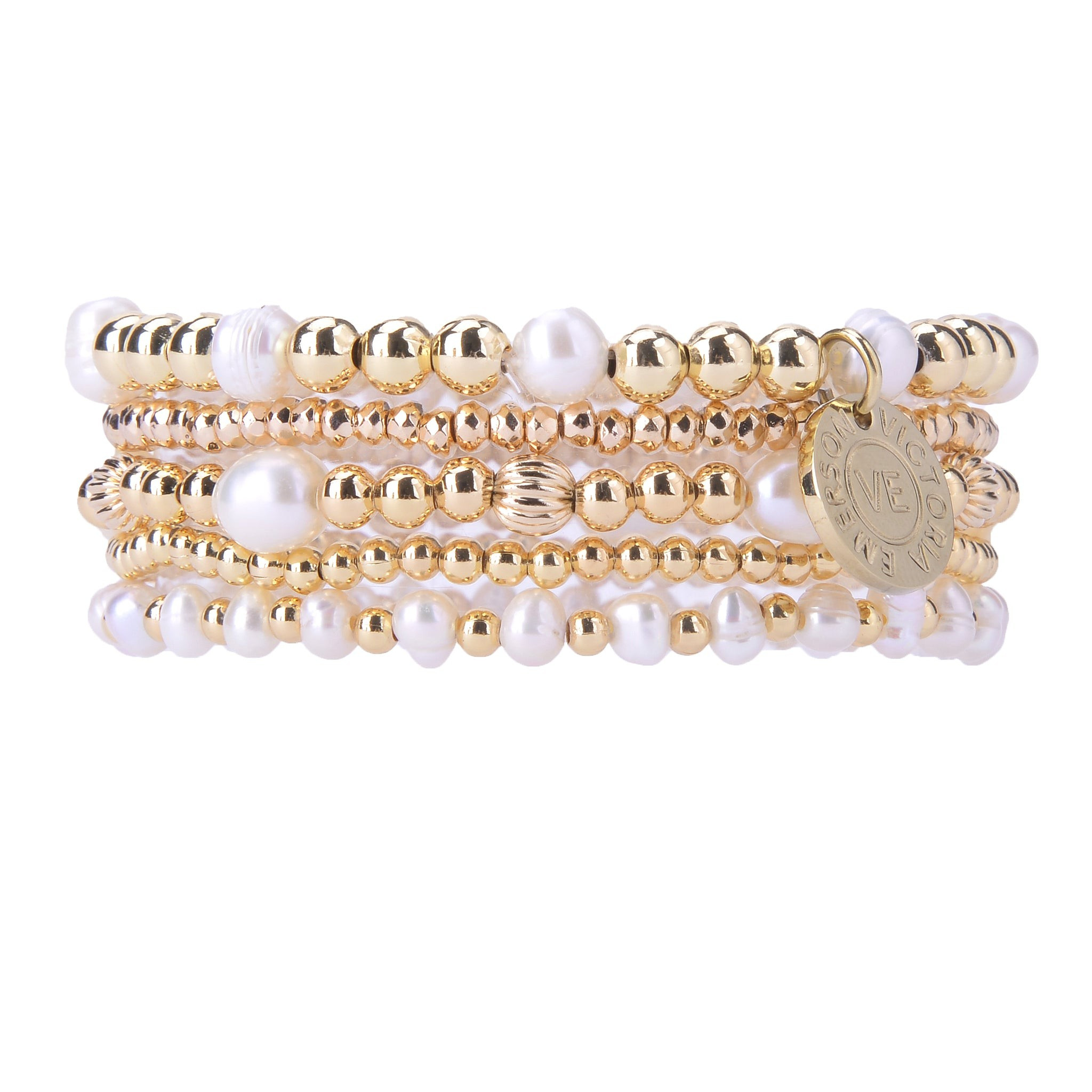 Amanda Gold & Pearl Stacking Bracelet Set | Victoria Emerson