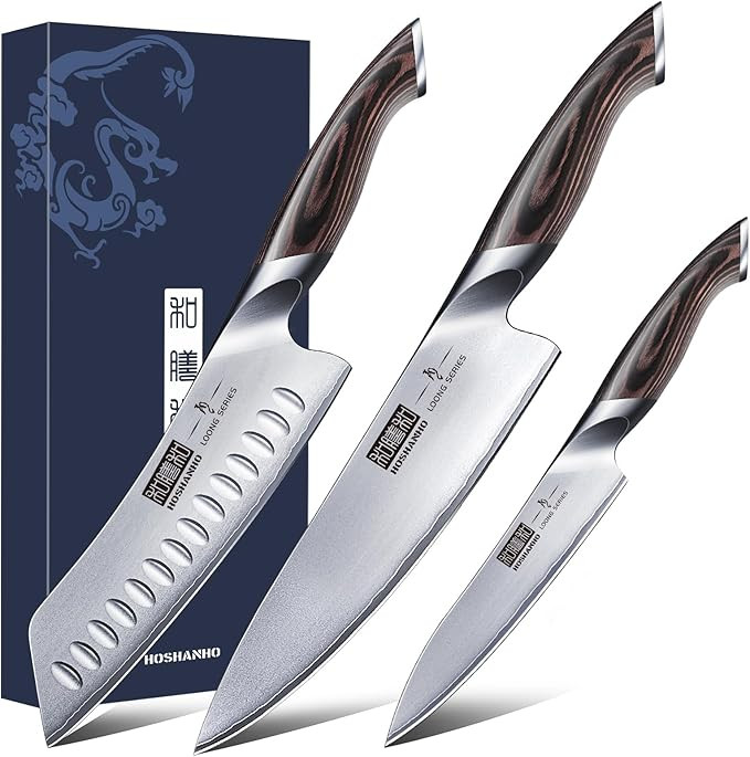 HOSHANHO 3 Pieces Knife Set, Professional Japanese High Carbon Stainless Steel Kitchen Knife Set,... | Amazon (US)