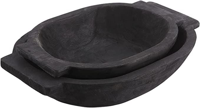 Amazon.com: Mud Pie Oval Dough Bowl Set, Black, small 12" x 17" | large 14 1/2" x 21" : Home & Ki... | Amazon (US)
