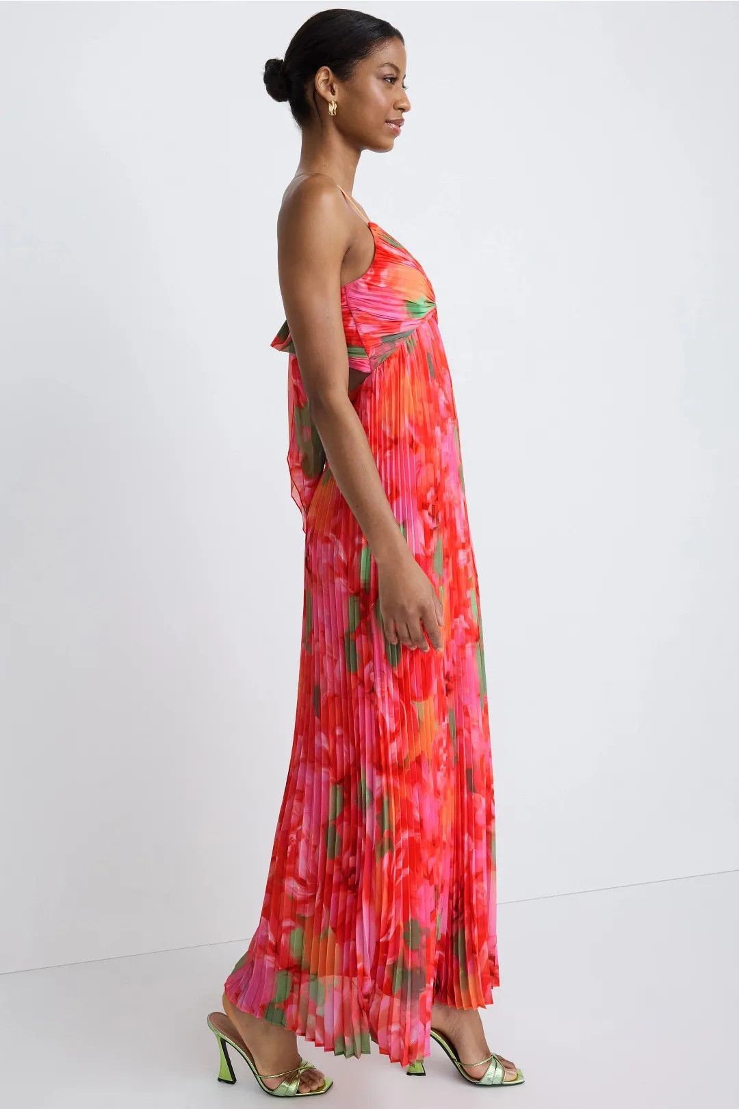 Jewel x Badgley Mischka Pleated Floral Print Gown | Rent the Runway