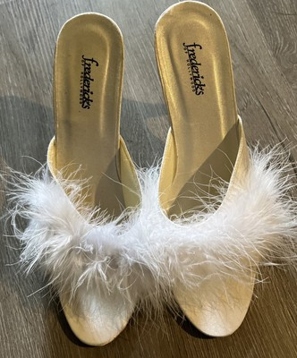 Frederick\u2019s of Hollywood WHITE Maribou feather 4\u201d  heel size 9  NEW | eBay CA