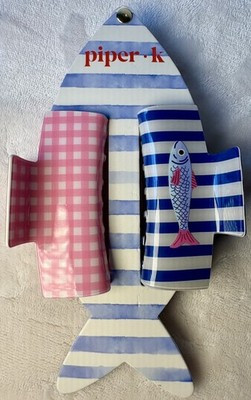 Piper K Sardine Hair Claw Clip Set 2pc Gingham Blue Pink Fish Coastal Nautical | eBay | eBay US