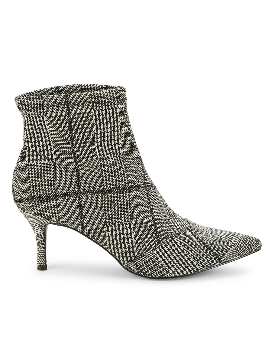 Saks Fifth Avenue Women's Angola Plaid Booties - Black White - Size 6.5 | Saks Fifth Avenue OFF 5TH