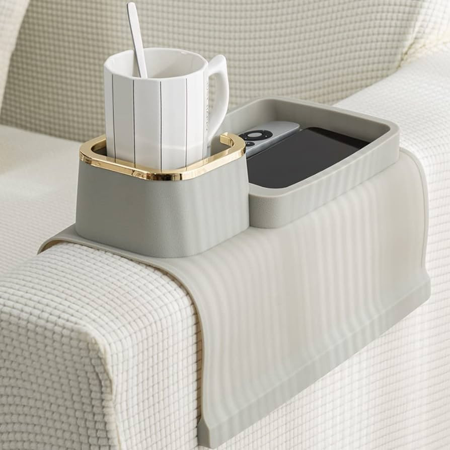 Couch Cup Holder Tray, Elimiko Silicone Anti-Spill and Anti-Slip Couch Drink Holder, Strong and W... | Amazon (US)