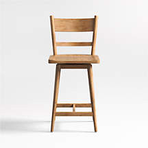 Arno Light Brown Wood Swivel Counter Stool + Reviews | Crate & Barrel | Crate & Barrel