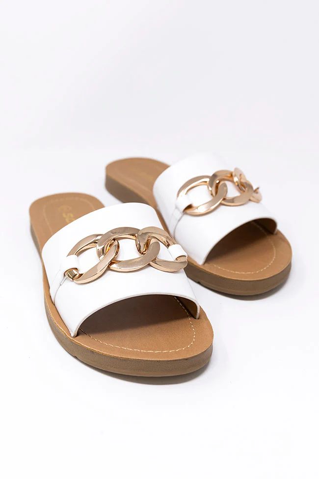 Bree White Chain Sandals | The Pink Lily Boutique