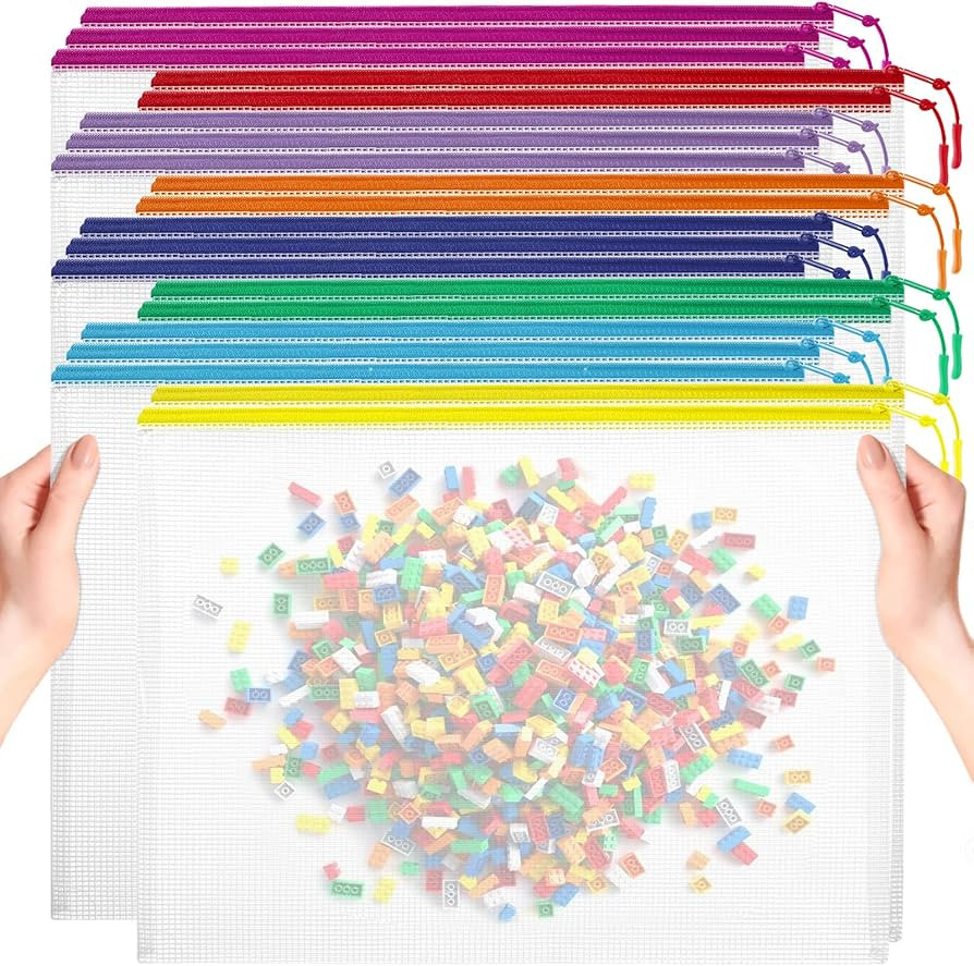 20pcs Mesh Zipper Pouch Bags, Puzzle Bags, A3 17x12 Inches Large Reusable Pouches for Organizing ... | Amazon (US)