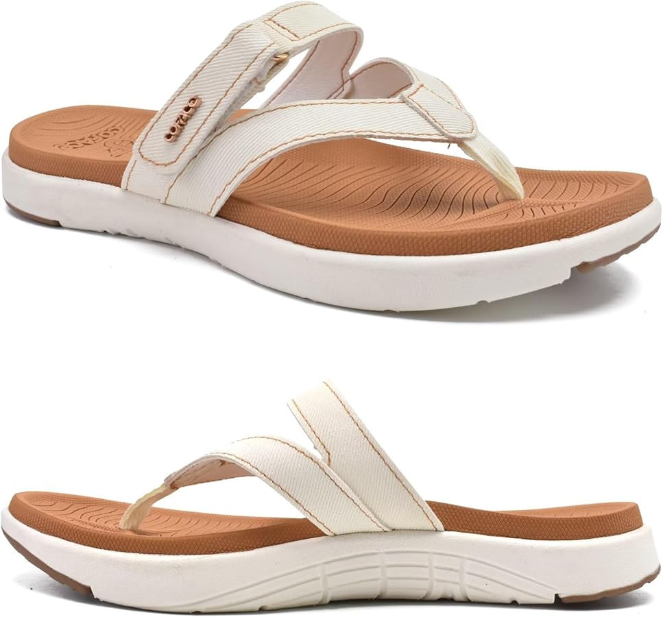 COFACE Womens Fashion Orthotic Flip Flops Ladies Slip On Lightweight Athletic Yoga Mat Cushion Th... | Amazon (US)