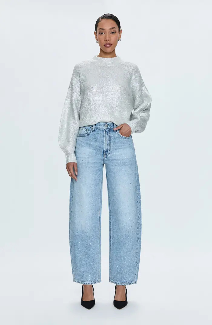Pistola Wes Rhinestone High Waist Barrel Jeans | Nordstrom | Nordstrom