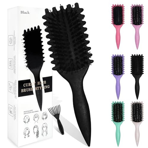Sularpek Curly Hair Brush, Curl Defining Brush, Curly Hair Brush Styling Brush, Boar Bristle Curl Define Styling Brush for Detangling, Shaping, and Defining Curls for Women and Men (Black) | Amazon (UK)