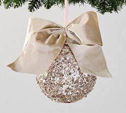 LoveShackFancy Glitter with Bow Ornament | Pottery Barn (US)