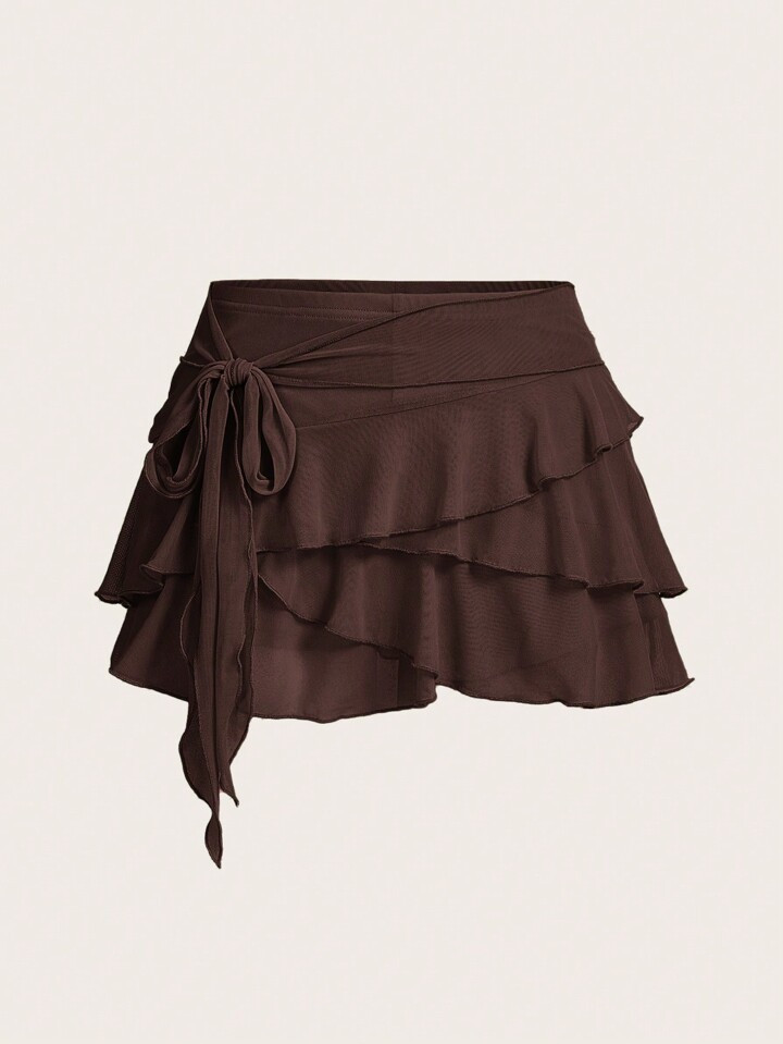 Brown Ruffle Skirt | SHEIN