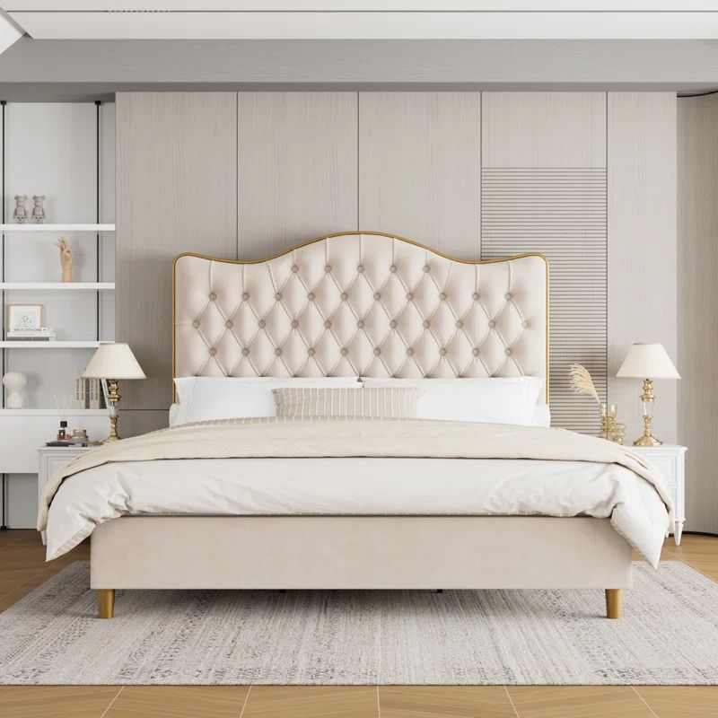 Parley 55.1'' Tall Upholstered Bed, Wood Bed Frame with Tufted Headboard | Wayfair North America