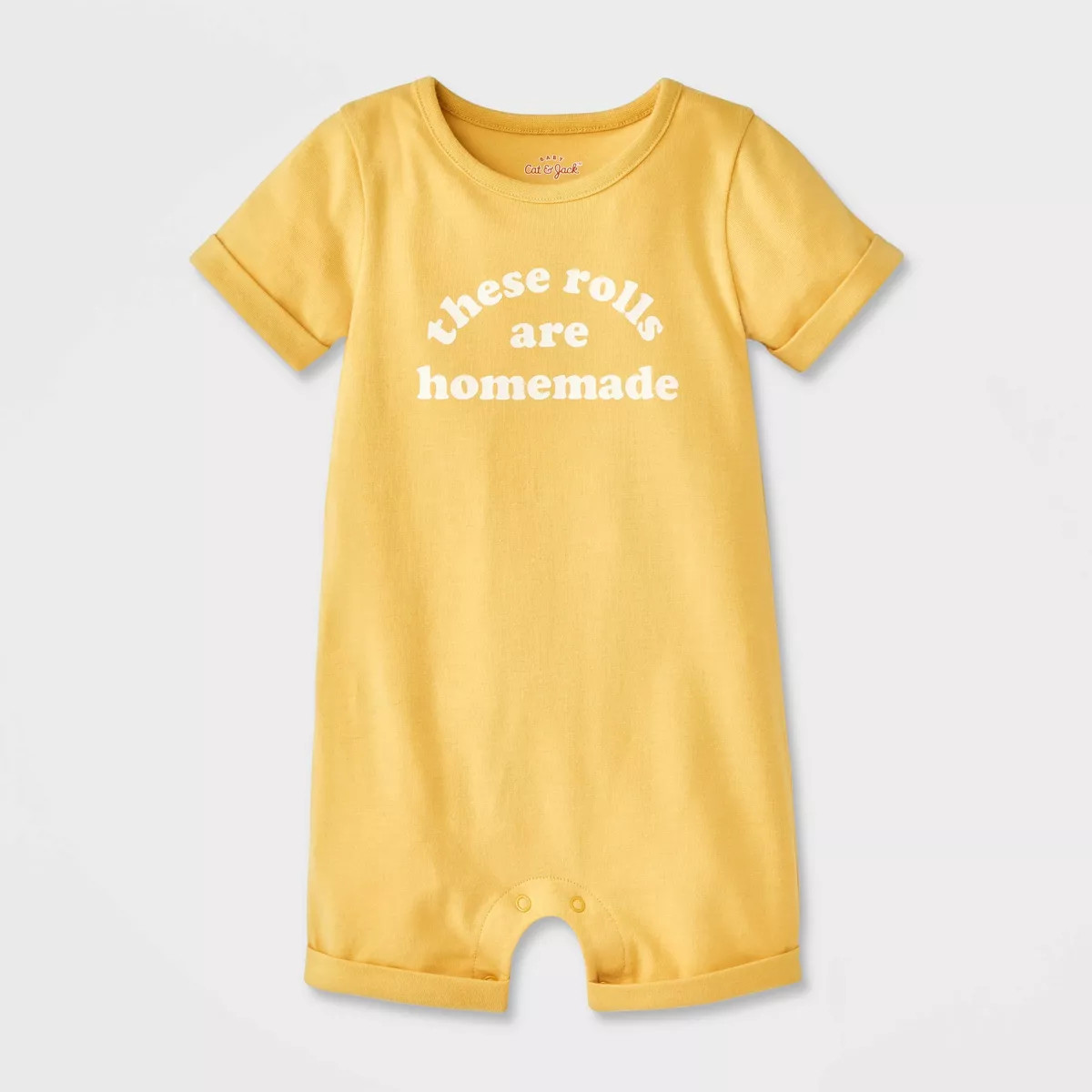 Baby These Rolls Are Homemade Short Sleeve Romper - Cat & Jack™ Yellow Newborn | Target