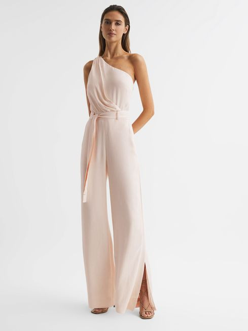 Reiss Nude Eliza Off-The-Shoulder Jumpsuit | Reiss UK