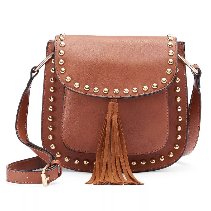 Yoki Studded Tassel Crossbody Bag, Women's, Brown | Kohl's