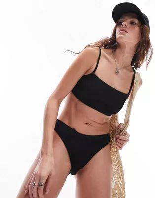 Topshop mix and match crinkle bikini set in black | ASOS (Global)