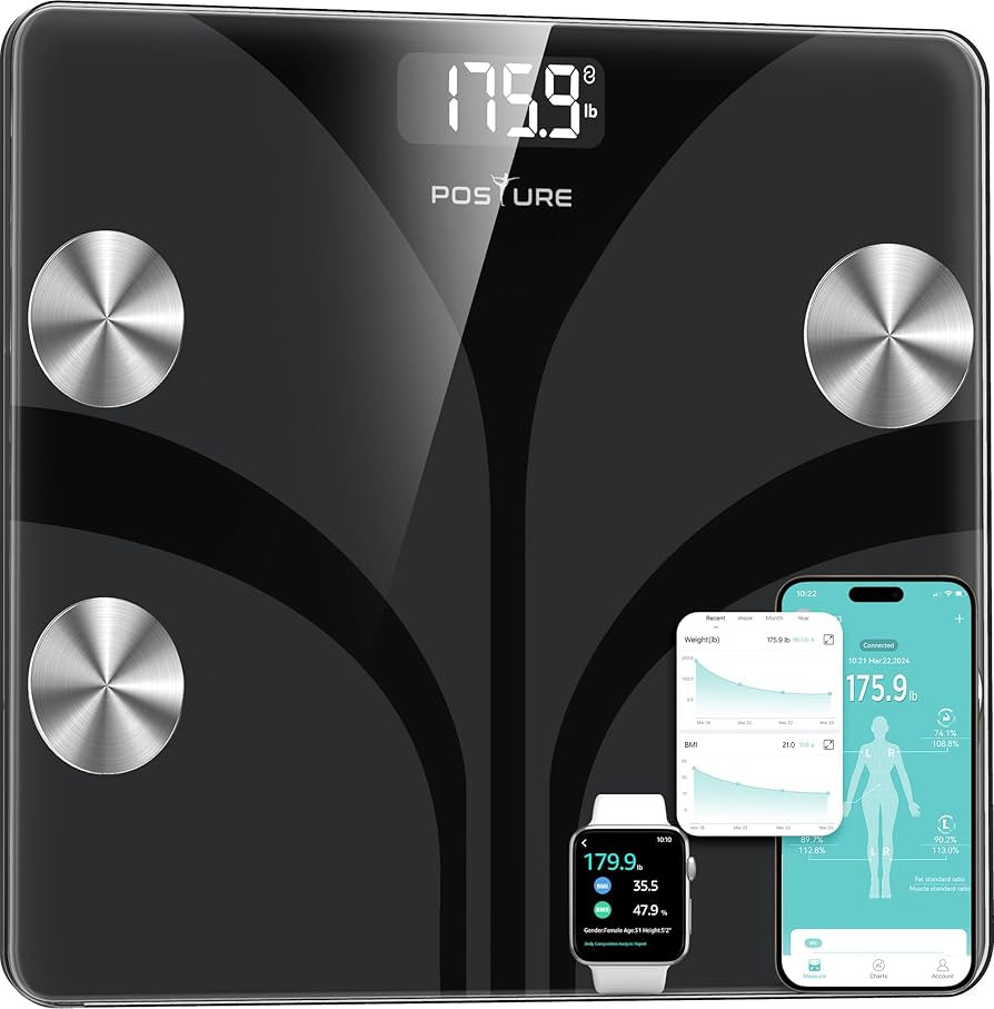 Posture Scale for Body Weight, Digital Bathroom Smart Scale, 13 Body Composition Analyzer Sync We... | Amazon (US)