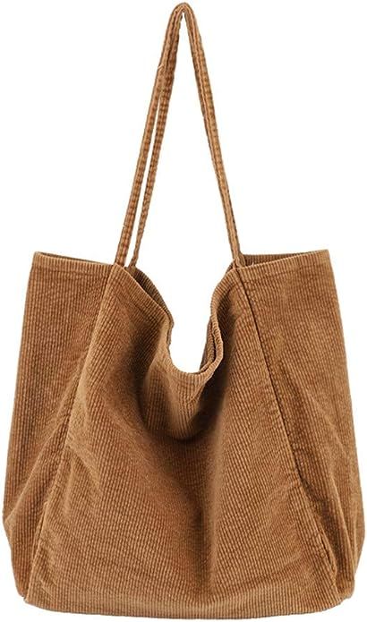 BOBILIKE Women Shoulder Bags Corduroy Bag Handbag Work Bags Schoolbag | Amazon (US)