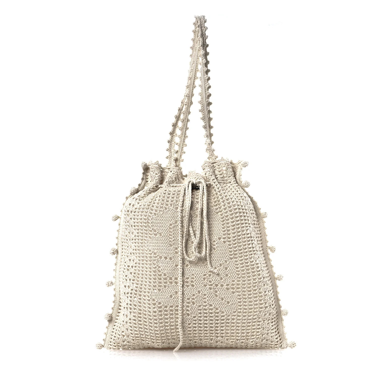 Miu Miu Cotton Crochet Floral Motif Tote Bag Chalk White 1695518 | FASHIONPHILE (US)