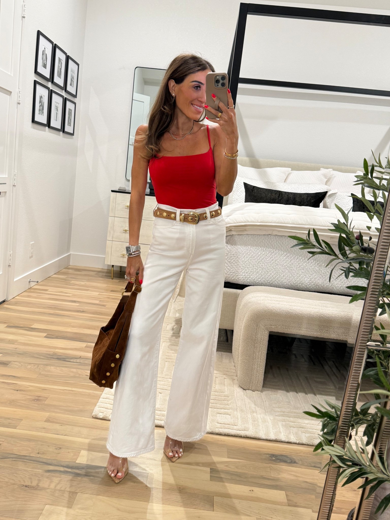 Spring outfit idea: petite friendly white jeans size 23, red cami size xs 

#LTKPetite #LTKSaleAlert #LTKSeasonal