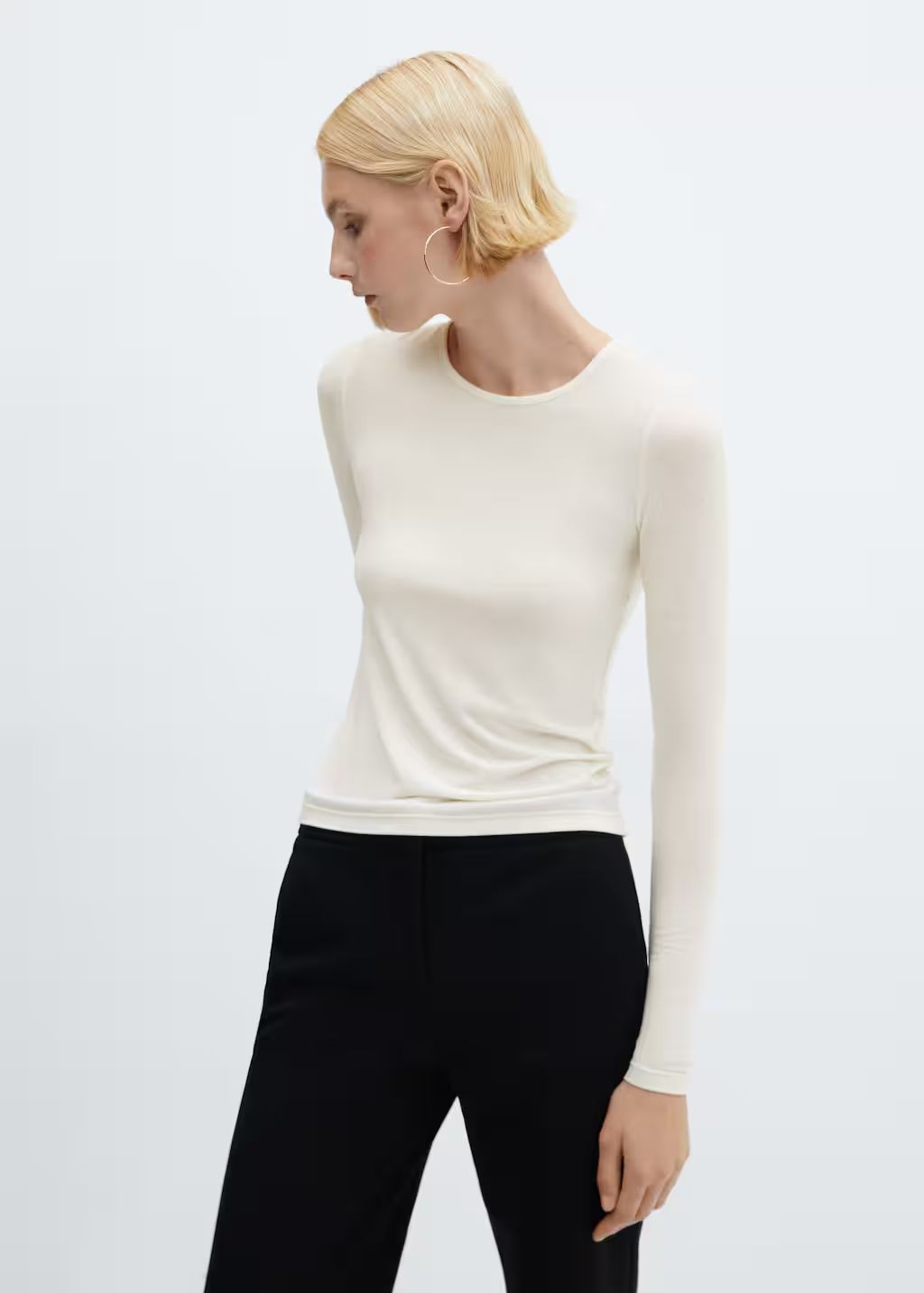 Long-sleeved knitted t-shirt -  Women | Mango USA | MANGO (US)