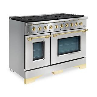 Hallman CLASSICO 48"TTL 6.7CuFt 8 Burner Freestanding Dual Fuel Range Gas Stove, Electric Ov... | The Home Depot