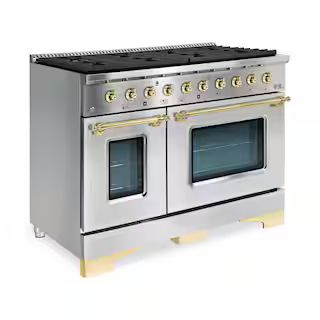 Hallman CLASSICO 48&quot;TTL 6.7CuFt 8 Burner Freestanding Dual Fuel Range Gas Stove, Electric Ov... | The Home Depot