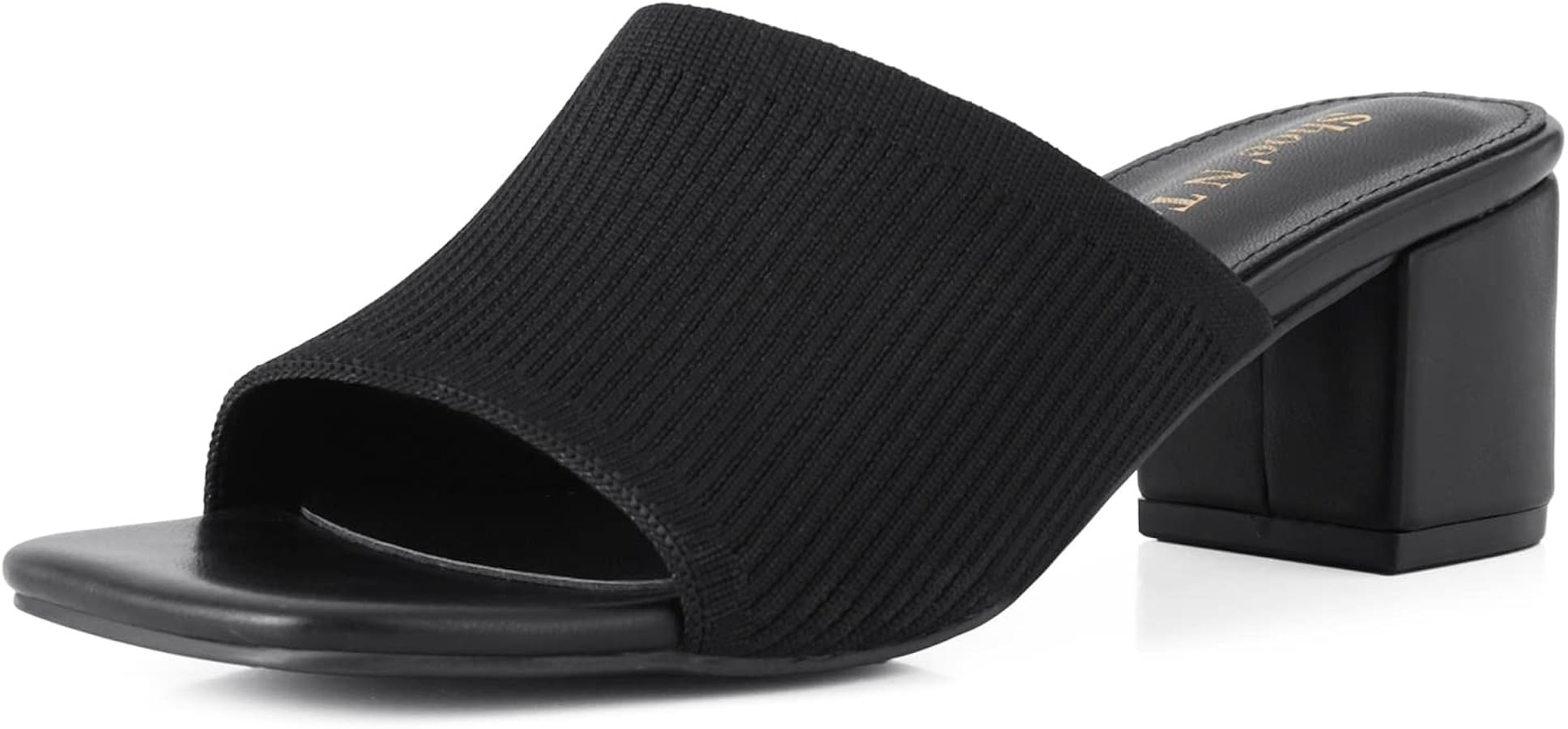 Shoe'N Tale Knit Heeled Sandals For Women Square Open Toe Heeled Mules Chunky Block Low Heel Slip... | Amazon (US)
