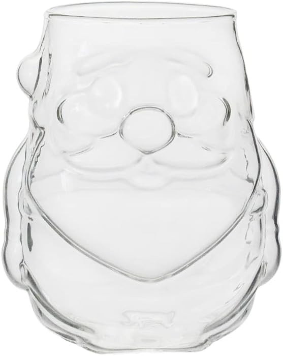 Santa Claus Shaped High Borosilicate Clear Glass Mug Teacup Juice Cup Milk Cup-1 pcs | Amazon (US)