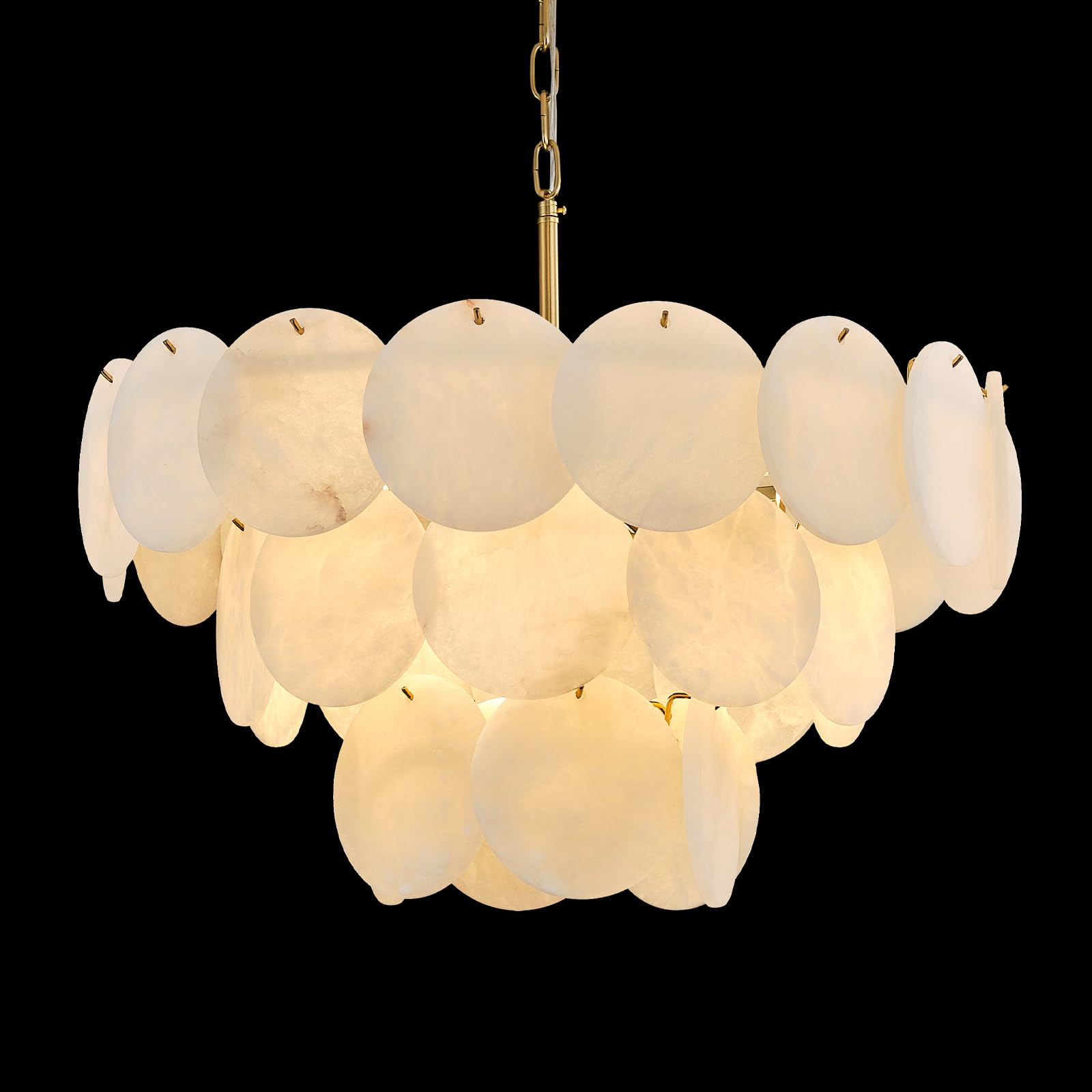 Alabaster Round Chandelier, 26" Natural Spanish Marble Stone Texture Chandeliers, 9-Light Dimmabl... | Amazon (US)