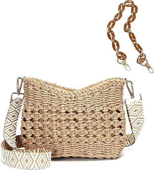 Herald Small Summer Crossbody Bags for Women, Beach Handmade Straw Woven Pocketbooks Handbag Shou... | Amazon (US)