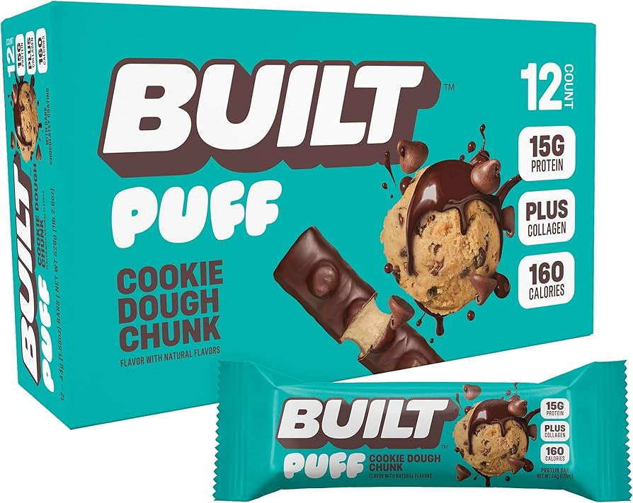 BUILT Bar Puff Protein Bars - Cookie Dough - 15g Protein Snack Bars with Collagen - Calorie Consc... | Amazon (US)