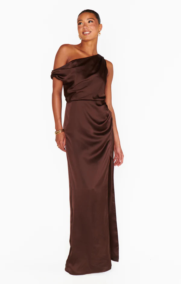 Jodie Dress ~ Chocolate Luxe Satin | Show Me Your Mumu